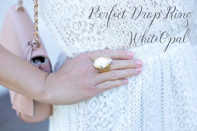 Perfect Drop Ring White Opal