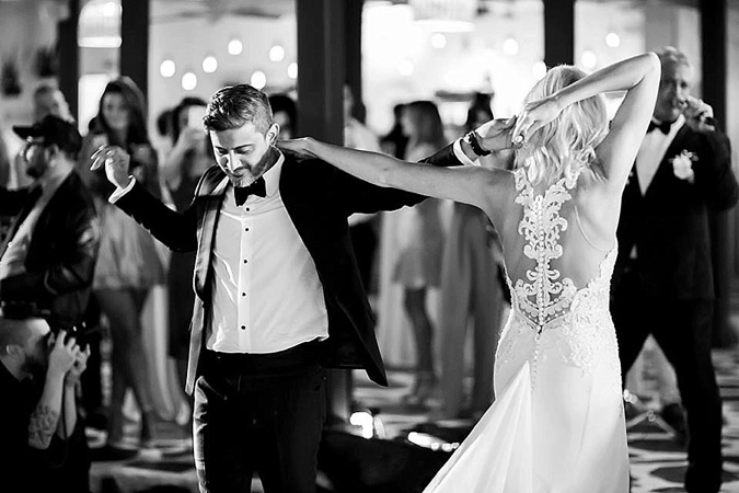 Bride and Groom dancing. 