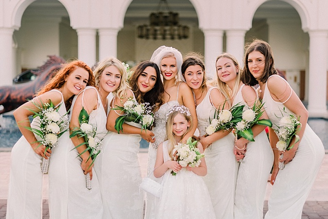 Bride with bridesmaids. 