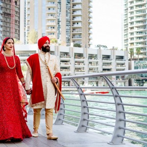 A photograph of wedding couple by Chandan Sojitra