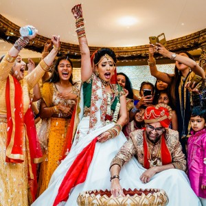 A photograph of wedding couple by Chandan Sojitra