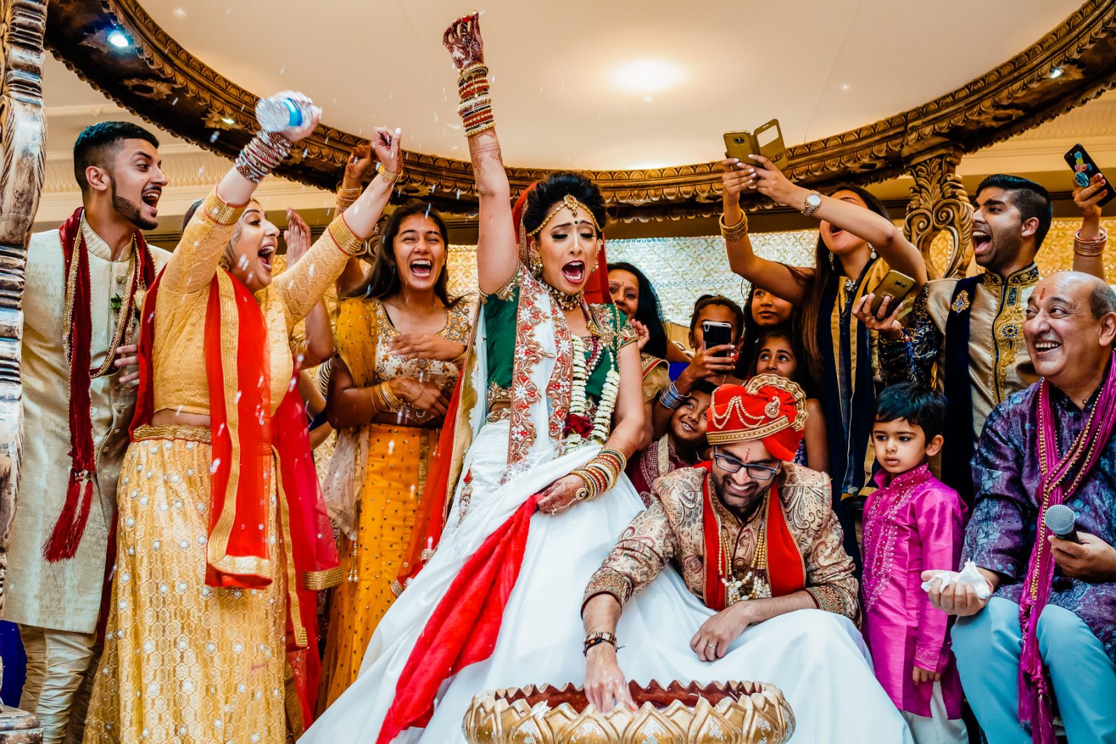 Indian Bride and Groom at wedding celebrating 