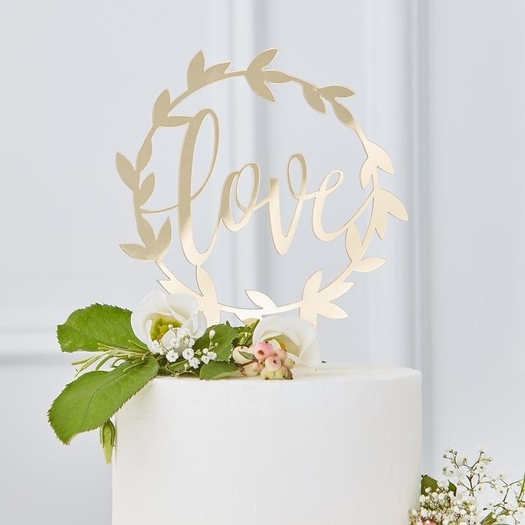 Gold LOVE wedding cake topper