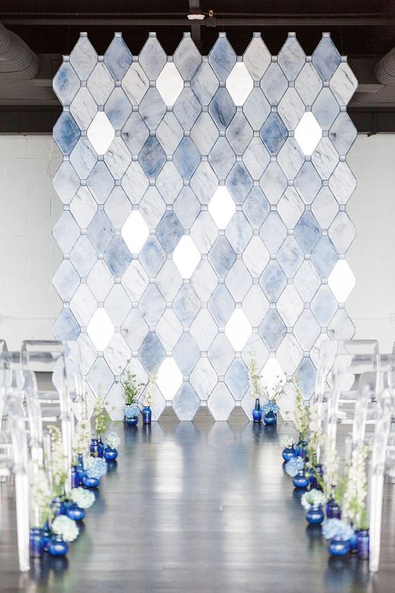 Blue theme wedding ceremony decor 