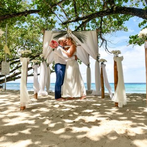 A bride getting married in the Seychelles with Easy Wedding Georgia
