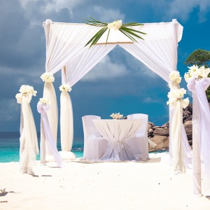 A bride getting married in the Seychelles with Easy Wedding Georgia