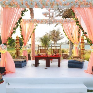 A beautiful outdoor wedding venue at Al Raha Beach Hotel
