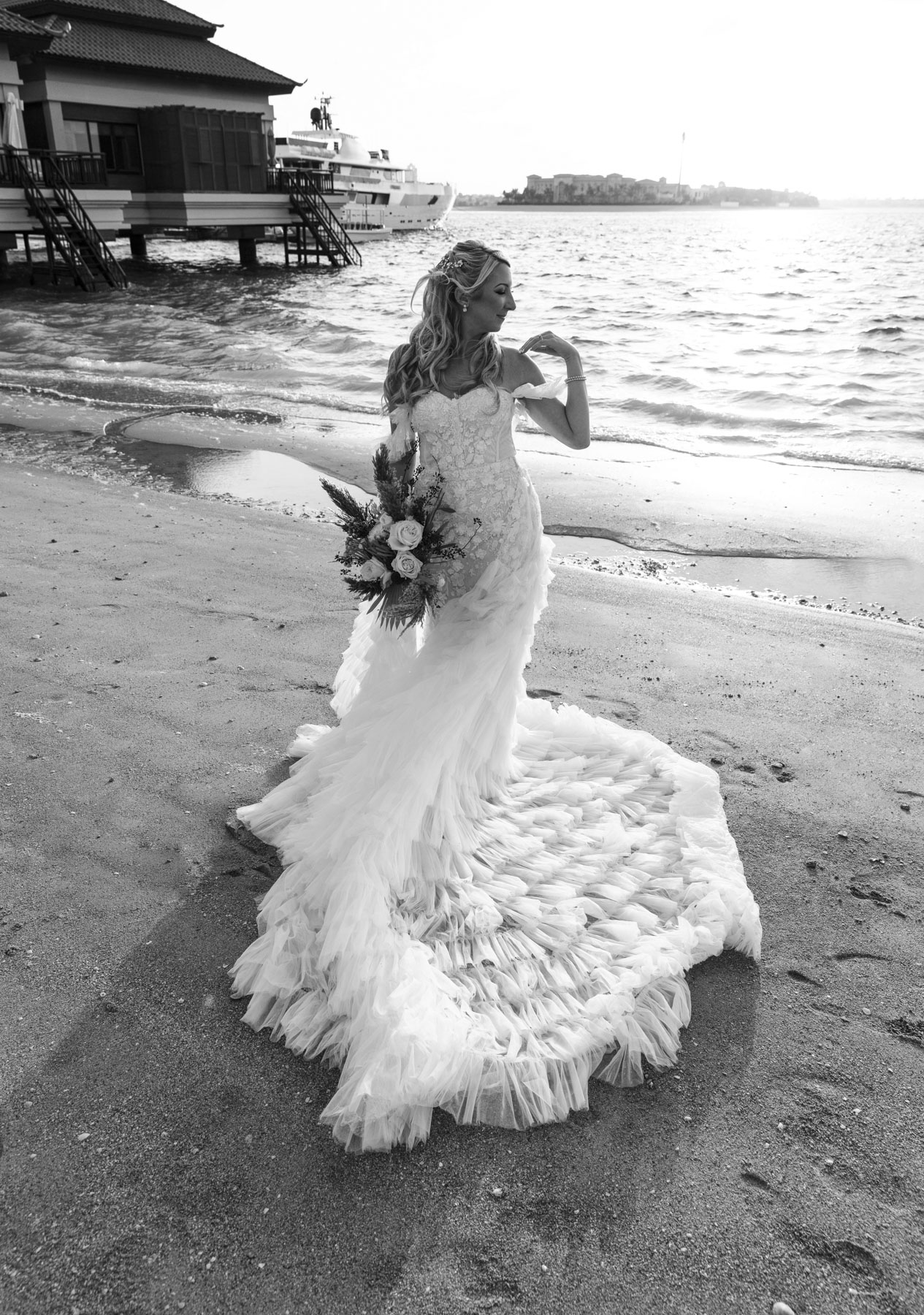 A bride at the beach
