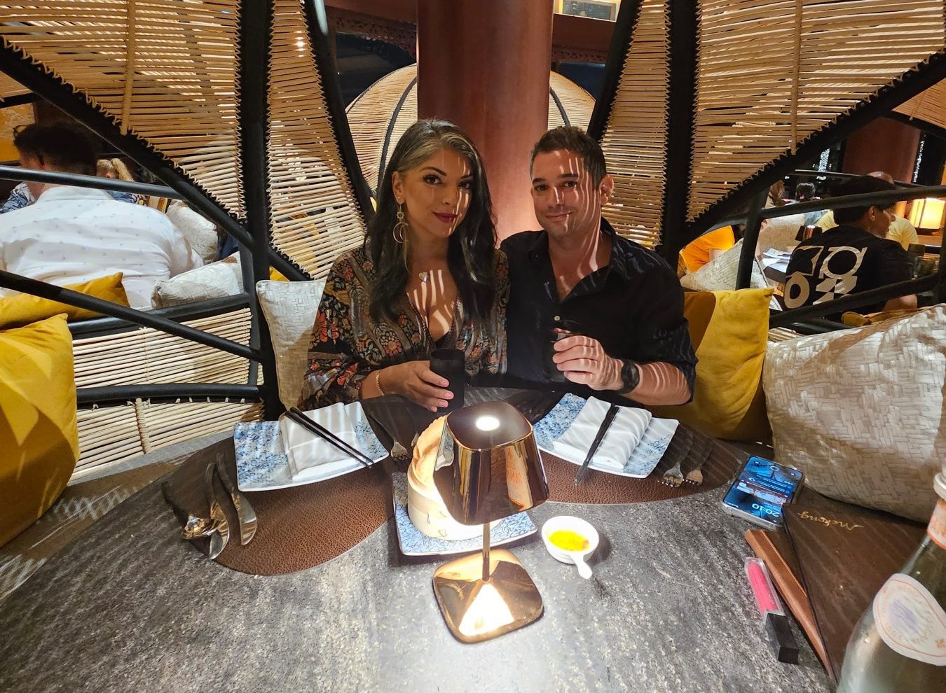 Rio and Adam enjoying dinner at Anantara Ras Al Khaimah