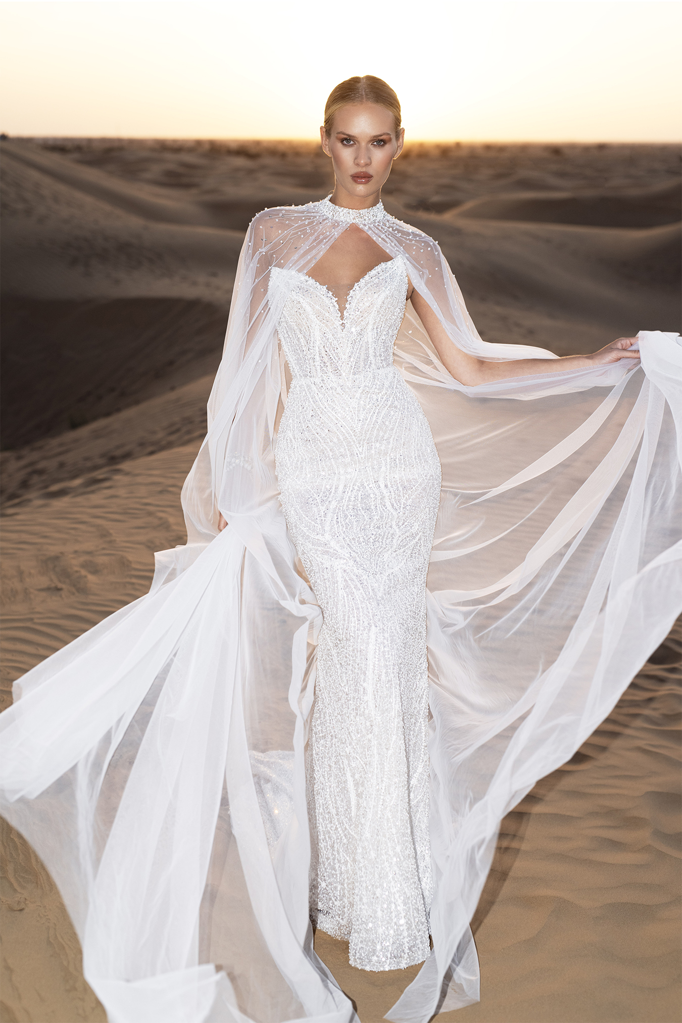 A beautiful bridal gown in hourglass shape