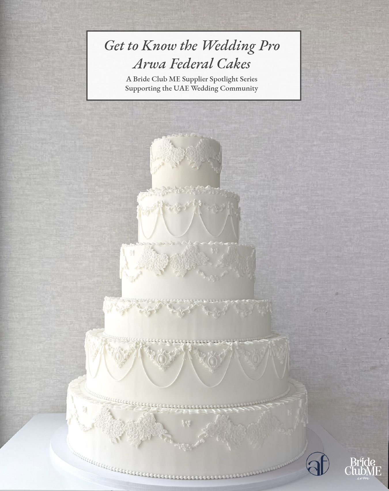 A wedding cake by Arwa Federal Cakes