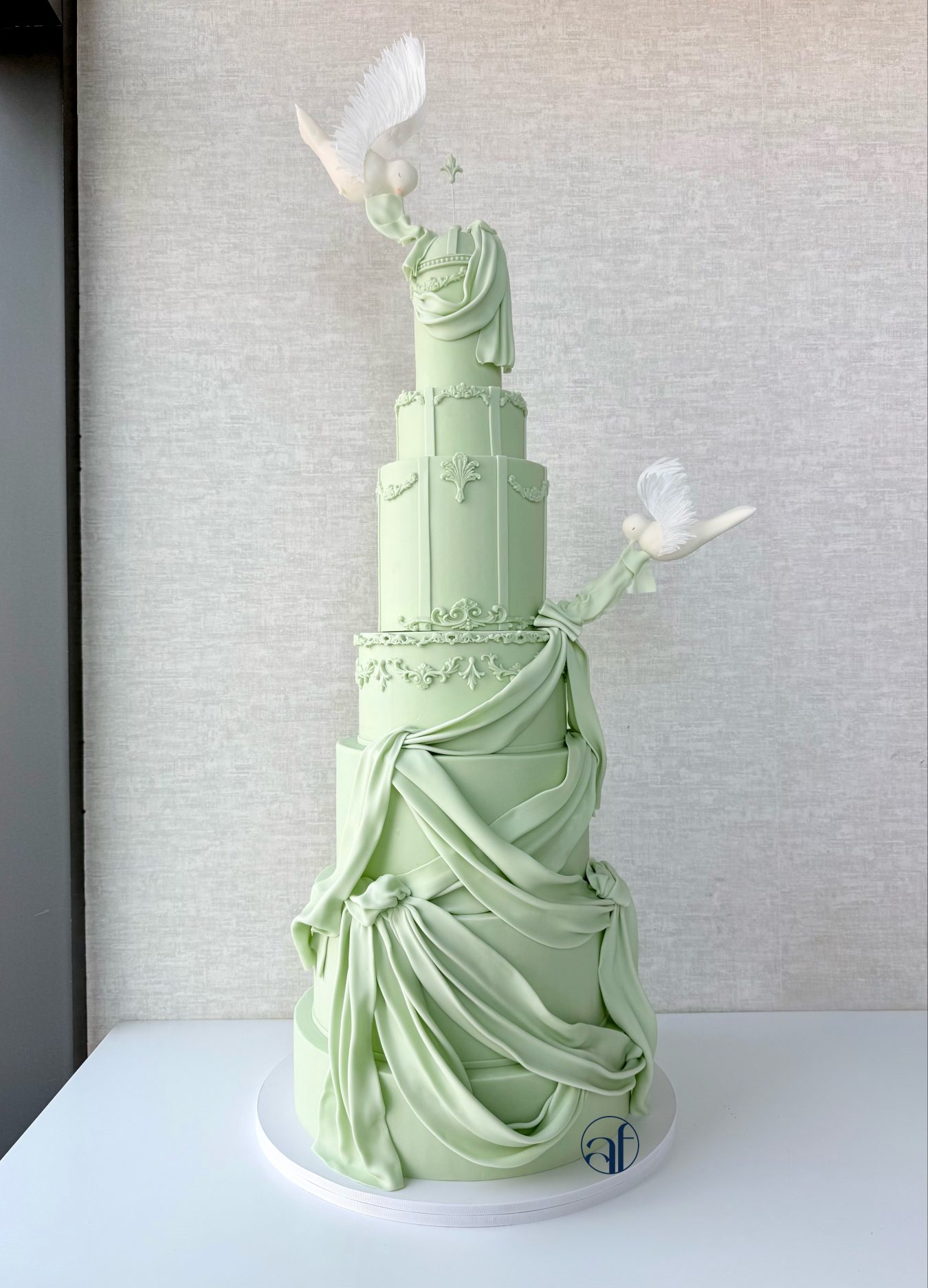 A green wedding cake by Arwa Federal Cakes